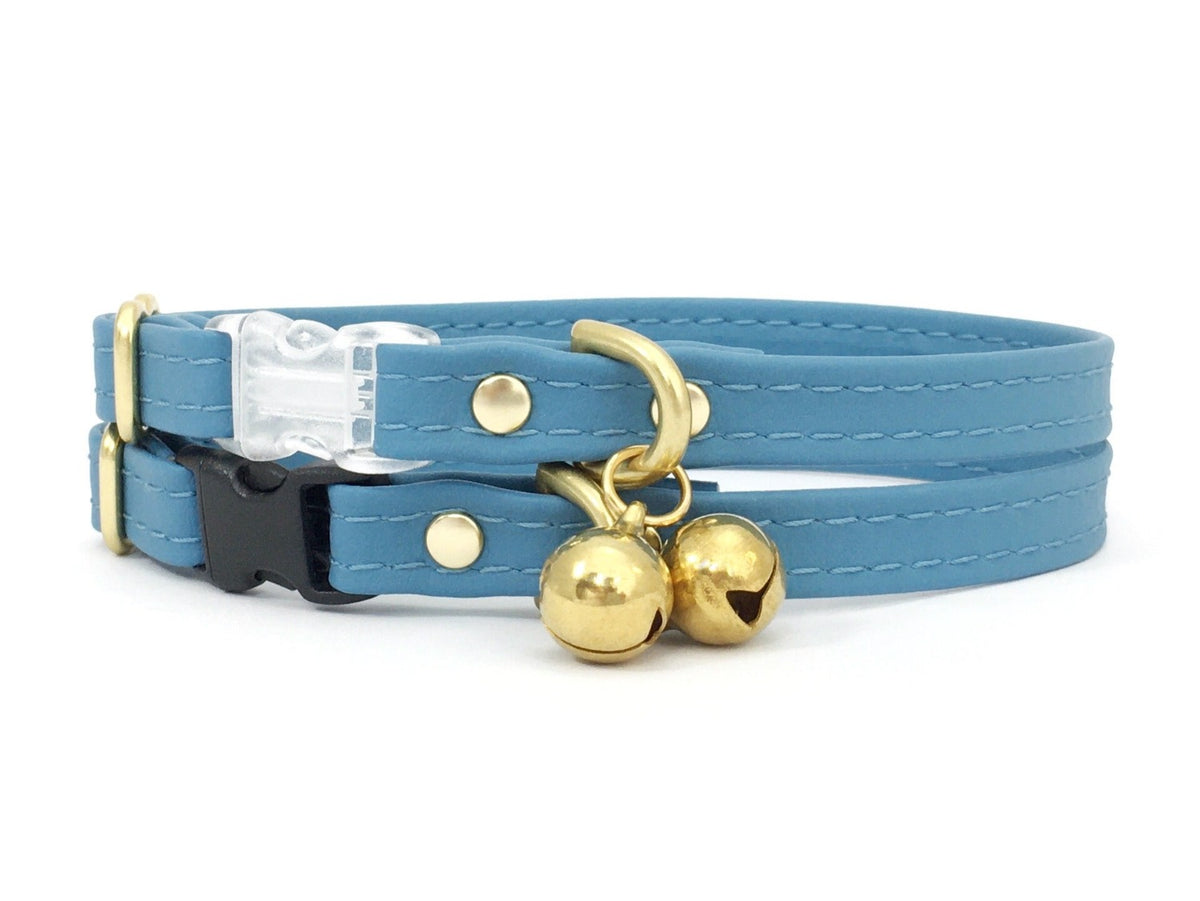Red Vegan Leather Cat Collar With Breakaway Safety Buckle & Brass Bell –  Noggins & Binkles