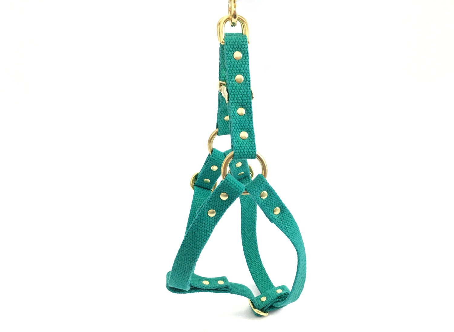 Dog & Puppy Harness - Emerald Green Cotton Webbing & Luxury Brass – Noggins  & Binkles